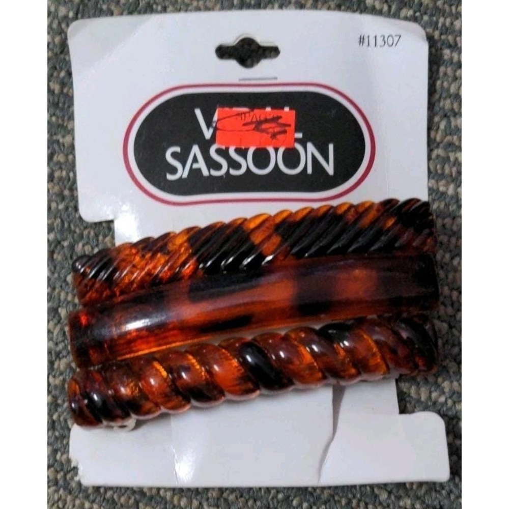NOS Vintage Sassoon Tortoise Barrettes 3 Pc Hair 1994 Plastic Helen Of Troy